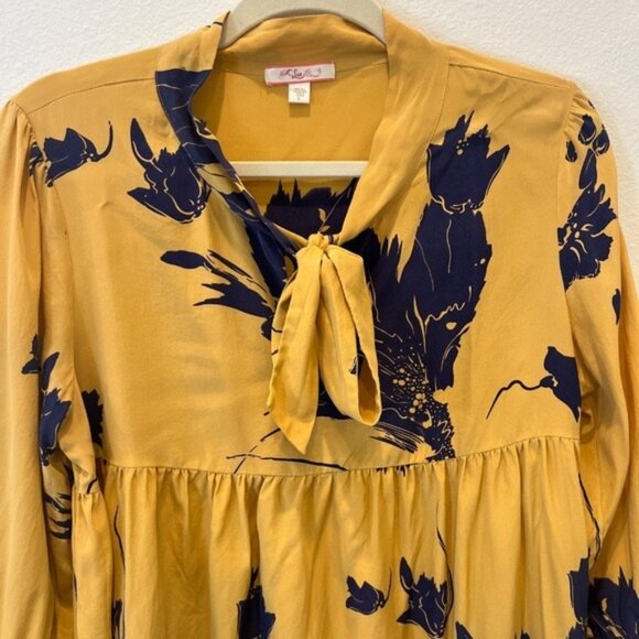 Lux 100% Silk Oversized Boho Blouse Women’s Floral Top Large Gothic 3/4 Sleeve - Picture 2 of 10